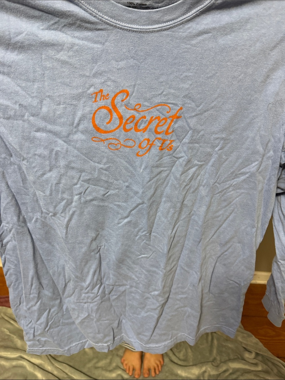 Light Blue Short-Sleeve Tee with Orange Script Logo